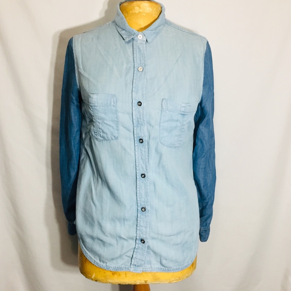 Banana Republic Two-Toned Chambray Denim Button-Down